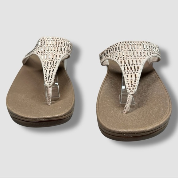 FitFlop Lulu Incastone Platform Sandal Size 7 Thong Toe Metallic Rhinestone - Picture 5 of 12
